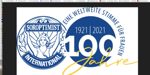 Logo/ Banner der Soroptimist International, für das 100 jährige Bestehen (1921-2021) und "Eine weltweite Stimme für Frauen," 