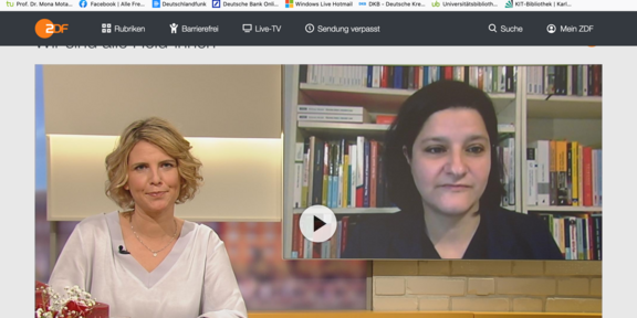 Auschnitt Mona Motakef im Interview bei "Volle Kanne" (ZDF) Moderatorin Nadine Krüger