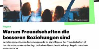 Screenshot "Warum Freundschaften die besseren Beziehungen sind" Artikel auf Deutschlandfunk Nova