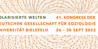 Flyer zu Polarisierenden Welten; im Hintergrund sind orangene und schwarze Pfeile, die in allle Richtungen zeigen