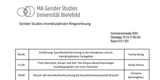 Ausschnitt des Veranstaltungsplans der Ringvorlesung