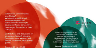 conference poster with orange and green spheres