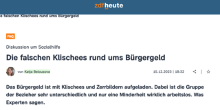 Screenshot „Das Bürgergeld ist mit Klischees und Zerrbildern aufgeladen. Dabei ist die Gruppe der Bezieher sehr unterschiedlich und nur eine Minderheit wirklich arbeitslos“ 