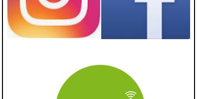 Die Icons von Instagram und Facebook über dem Icon Sowi